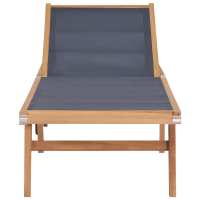 vidaXL Tumbona plegable con ruedas teca maciza y textileno Sillas de Exterior Ideal para jardín, playa, piscina, terraza Tumbona Piscina Tumbonas Playa Tumbonas Jardín Exterior - details 0