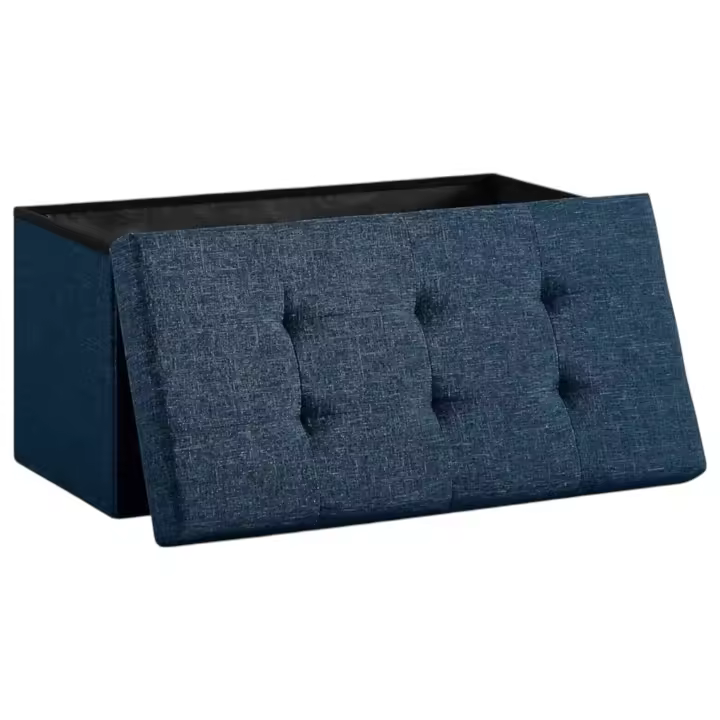 Puff Almacenaje, Baúl de Almacenaje Plegable, Taburete Reposapiés, Banco de Cubo, Soporta hasta 300 kg, para Sala de Estar, Dormitorio, Entrada .Baúl Puff Taburete de Almacenamiento otomano, Taburete de Lino, reposapiés para Asiento (cajon-001 2190 D7) - 1