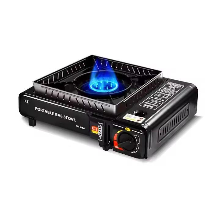 Horno portátil para exteriores, Con anillo a prueba de viento，Embalaje con caja de color，estufa de gas ajustable de 2900 W, estufa liviana, equipo de cocina para acampar, equipo de emergencia, perfecto para cocinar en campamentos, compatible con carrito o - 1