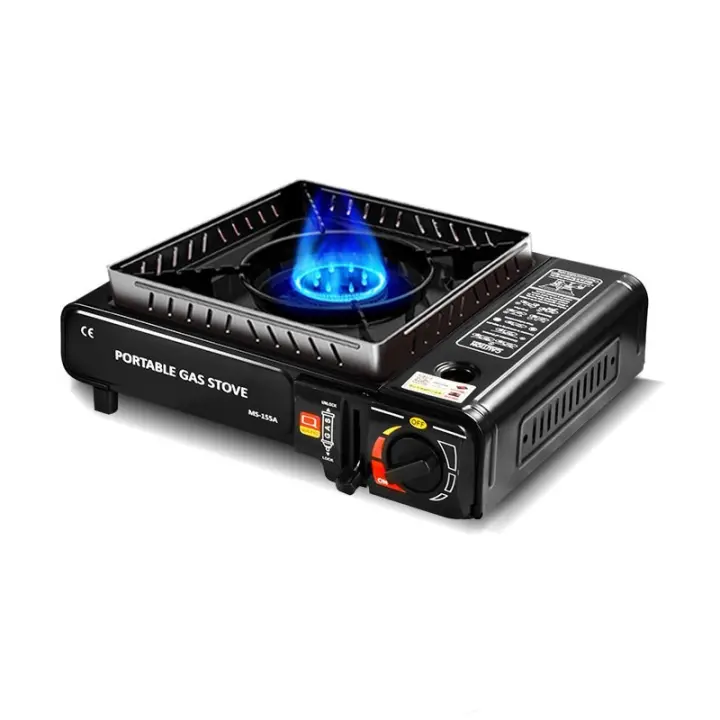 Horno portátil para exteriores, Con anillo a prueba de viento，Embalaje con caja de color，estufa de gas ajustable de 2900 W, estufa liviana, equipo de cocina para acampar, equipo de emergencia, perfecto para cocinar en campamentos, compatible con carrito o - 1