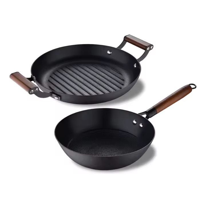 Set de wok y asador redondo de MasterPRO de hierro prensado 24 cm - Odin - 1