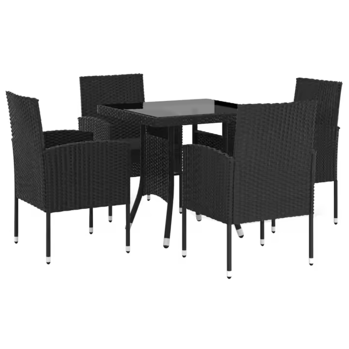 vidaXL Juego de comedor para jardín 5 piezas ratán sintético negro - 1