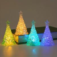 Árbol De Navidad De Cristal Con Luz Caliente Y Colorida Luz De Noche Con Estrella Decoración De Mesa Para Dormitorio Regalo De Velas Incluidas Fuente De Alimentación De Batería - details 1