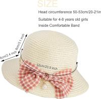 Sombrero de Paja Niña Gorra de Sol Chica y Bolsillo Set con Decoracion de Inclinarse Gorro de Playa Niña Transpirable para Viaje Beach Pool - details 1