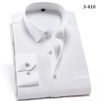 Camisa Social Para Hombre Antirugas Con Bolsillo Cuello En V De Moda Casual Para Oficina Blanco Talla S-4XL Camisa Larga De Poliéster Y Spandex - details 7