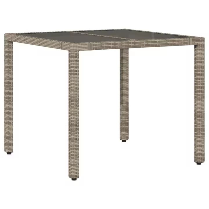 Mesa de Jardín superficie De Vidrio gris 90x90x75 cm - 1