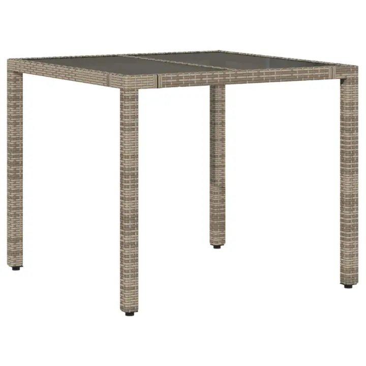 Mesa de Jardín superficie De Vidrio gris 90x90x75 cm - 1
