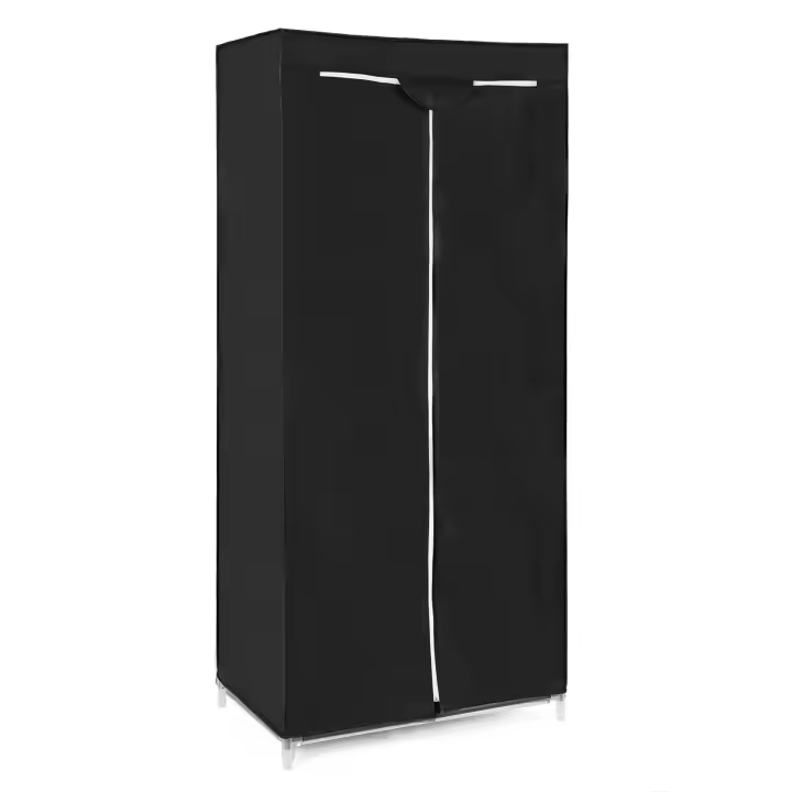 SONGMICS Armario Plegable de Tela con Barra de Colgar, Organizador para Ropa, Zapatos, Juguetes -  Ahorra Espacio 75 x 45 x 160 cm - Gris/Negro - - 1