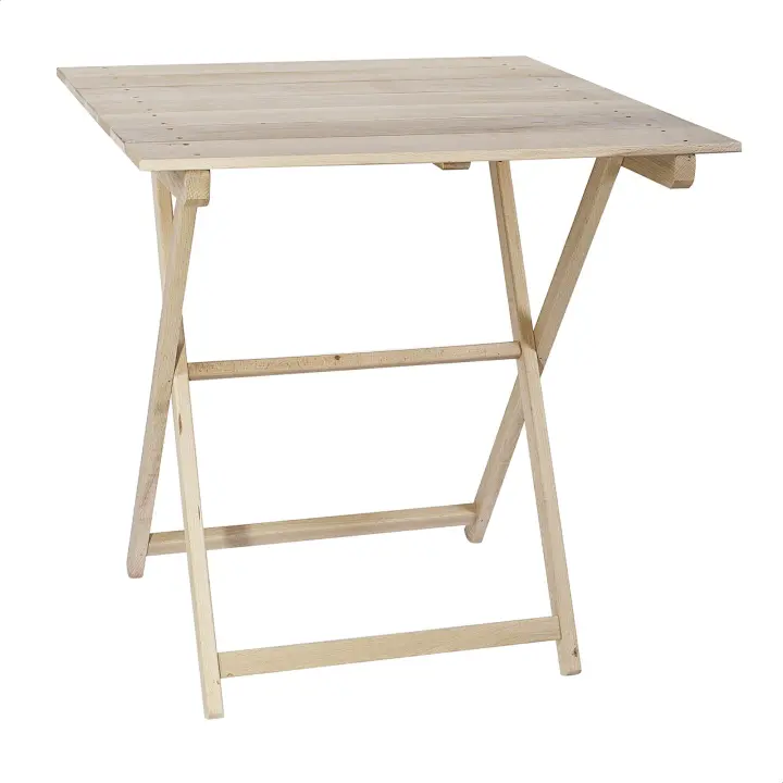 Velador de haya plegable con tablillas 70x70 sin barniz - 1
