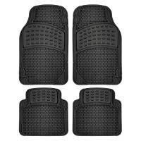HOGUITA-Juego de 4 Alfombras de Goma Antideslizantes para Coche, Alfombrillas Universales Recortables, Delanteras y Traseras, Protección Completa para el Suelo del Vehículo, Color Negro, Fáciles de Limpiar y Resistentes - details 0