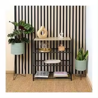 Mueble auxiliar MOA Vinthera 3 niveles acero negro/natural 63,5x60x30 cm - 1