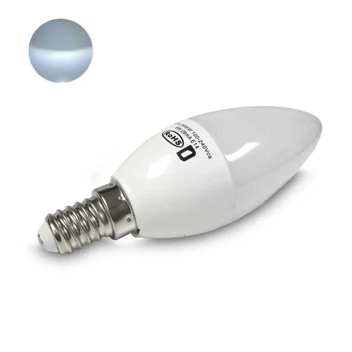 Bombilla LED E14 C37 de Estilo Vela 6W Blanco Bajo Consumo | Marca DEMASLED - 1