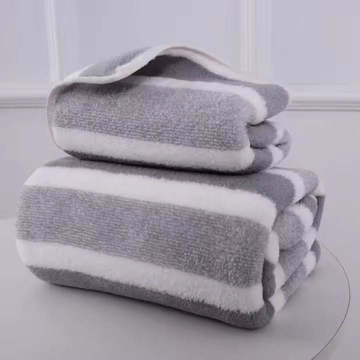 Juego De Toallas De Baño Con Patrón Rayado Toalla De Rostro Suave Absorbente Y Secado Rápido Para El Baño Y El Hogar - 1