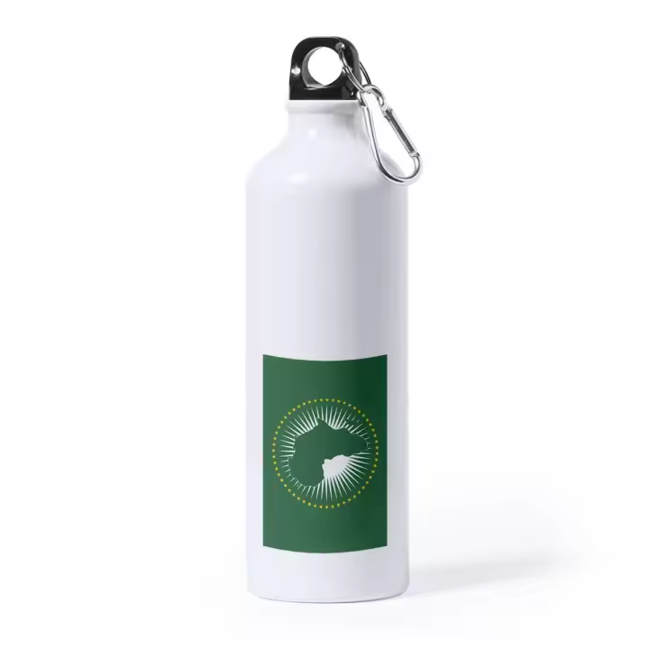 MERCHANDMANIA BIDON GRANDE 800 ML ACERO INOXIDABLE bandera union naciones africanas paises deporte deportivo con mosqueton botella - 1
