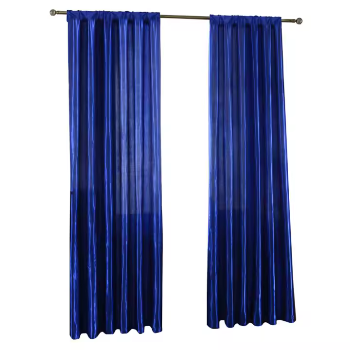 Cortinas De Satén Pura Monocolor Con Mitad Desvanecimiento 1pc Durable Y Rugged Para Puerta Ventana Modernas En Casa - 1