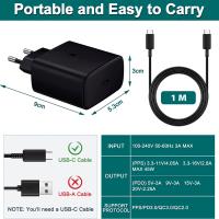 Cargador Rápido USB-C 45W para Samsung Galaxy: S22, S22+, S22 Ultra, S21, S21+, S20 Plus 5G, Note 10+, Note 10 Plus/20/9, Tab S8, S8+, S7 + Ultra, con Cable Carga Tipo C 1m - Carga Rápida 3 Veces Más Rápido，Con el protocolo USB C PD, ofrece 45 W - details 0