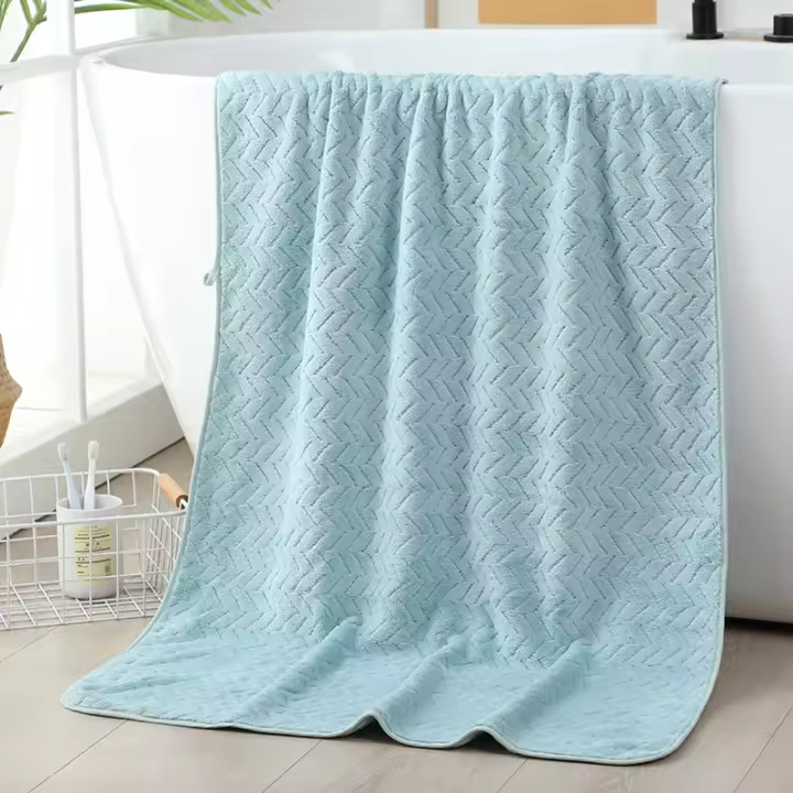 Toalla de baño grande de lana de coral para adultos, suave y absorbente de agua, tamaño 80 x 160, con orejas de trigo, nueva - 1