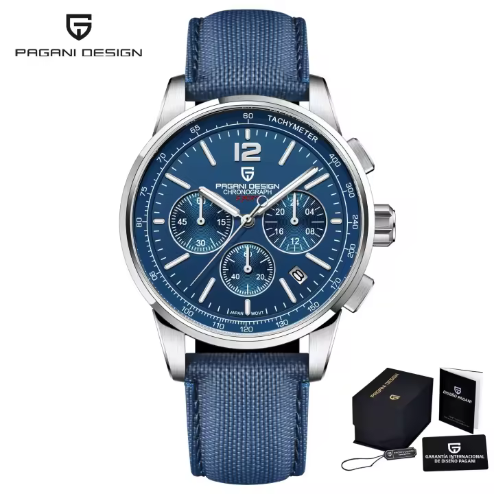 Reloj De Pulsera De Cuarzo Para Hombre PAGANI DESIGN 2024 Lujo Casual Resistente Al Agua 100M Cristal De Zafiro Acero Inoxidable VK63 Con Marcadores Arábigos Y Luz Trasera - 1