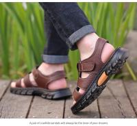 Sandalias Para Hombre Ajustables De Color Sólido Con Suela De Goma Duradera Y Comodidad Respirable PU Para Caminar Al Aire Libre - details 14