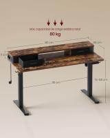 Escritorio Eléctrico Regulable 60x140cm, Altura Ajustable Sin Escalonamiento, Soporte para Monitor, Gancho, Función Memoria, Marrón Rústico, Blanco Nube, Roble - details 13