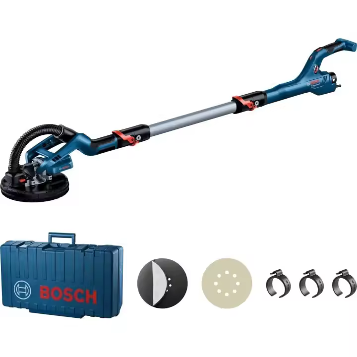 Bosch Professional GTR 55-225 - Lijadora de pared de yeso (550 W, plato lijador Ø 215 mm, hoja Ø 225, extensión incl. 170 cm, en maletín) - 1
