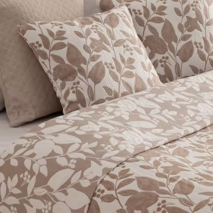 GAMUSI - Colcha jacquard ligera algodón entretiempo primavera verano diseño floral SALVI - 1