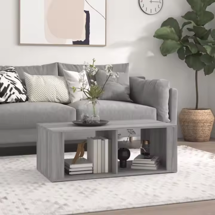 vidaXL Mesa de centro madera contrachapada gris Sonoma 100x50x36 cm - 1