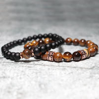 Pulsera De Hombre Con Piedras De Ojo De Tigre Naturales Y Zirconia Lujo Accesorios Para Hombre Regalo Para Novio Pulsera De Cuentas Redondas De Metal Cuero - details 4