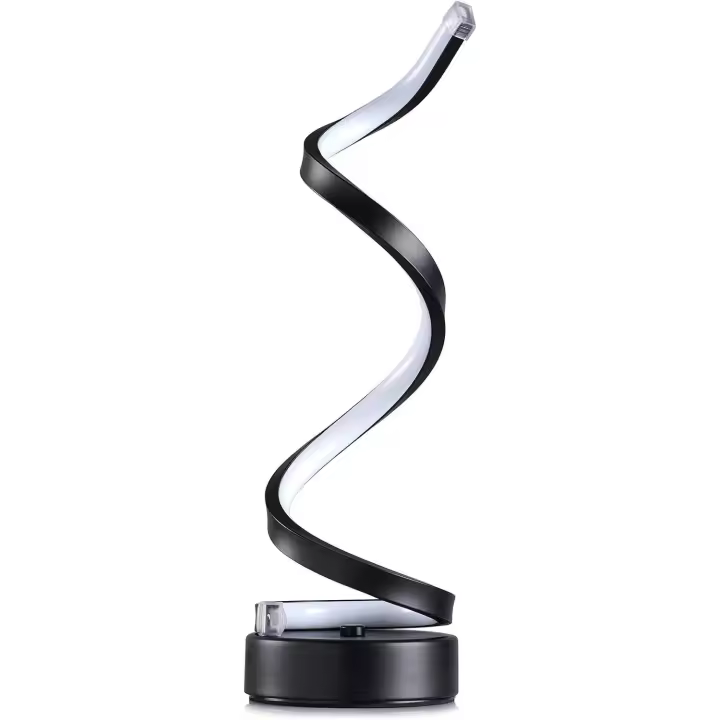 Cecodadi Lámparas de Mesita de Noche Regulables Modernas, Lámparas de Mesita en Espiral 10W 800LM, Control Táctil, Lámparas de Mesa Curvas Decorativas Para Sala de Estar del Dormitorio-42CM-Plata - 1