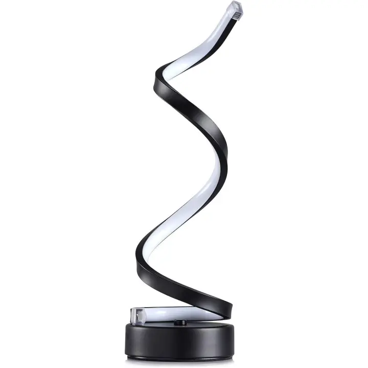 Cecodadi Lámparas de Mesita de Noche Regulables Modernas, Lámparas de Mesita en Espiral 10W 800LM, Control Táctil, Lámparas de Mesa Curvas Decorativas Para Sala de Estar del Dormitorio-42CM-Plata - 1