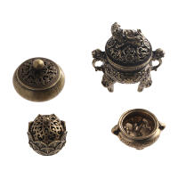 Brass Pocket Lotus Jiuding Incense Burner Hollow Mini Incense Holder Garden Statue Sculpture from Mainland China - details 14