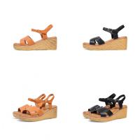 HLUNA - Sandalias de cuña con plataforma con tiras anchas de la forma H - pulsera al tobillo con hebilla en color Marrón y Negro HT293 - details 1