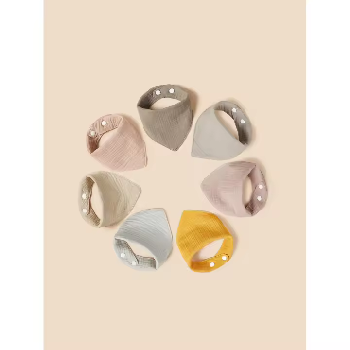 Bufanda triangular de crepe de algodón puro Babero de bebé de algodón puro Babero para niños pequeños Babero para bebé Bolsillo de arroz en cientos de colores - 1