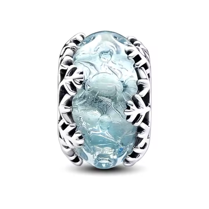 Pandora Charm de Colgante en Plata de Ley Copos de Nieve Azul Escarchado 792377COO，Incluye Caja Original - 1