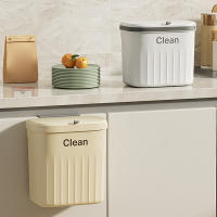 Bandeja De Cocina Montada En La Pared Con Tapa Recipiente De Basura Para Armario Baño De Cocina Ecológico De 8.5/12L - details 1