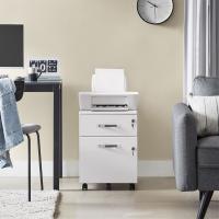 Archivador con cerradura y 2 cajones, pedestal con 5 ruedas, rieles ajustables, ideal para oficina en casa, disponible en blanco o negro - details 6