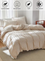 Juego De Fundas Para Edredón 3 Piezas Textura De Rayas Tufted Suave Y Ligera Cierre Con Cremallera Blanco Gris - details 8
