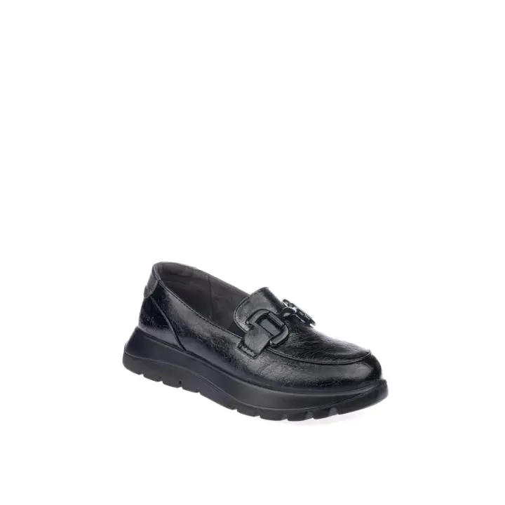 MYSOFT Zapato mocasín de mujer 24M623, fabricado en material imitación piel en diferentes texturas, suela extraíble Softgell. Detalle de eslabón metálico para darle un toque más sofisticado. - 1