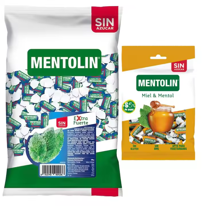 Mentolín caramelos garganta extra fuerte s/a bolsa 1kg y de regalo  miel mentol s/a bolsa 100g - 1