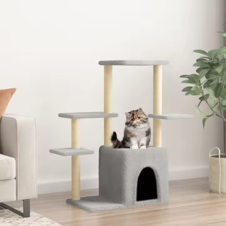 vidaXL Rascador para Gatos con Postes de Sisal Árbol Torre de Escalada Color Crema,  Gris claro,  Gris oscuro y mas - 1