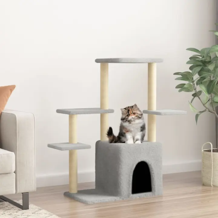 vidaXL Rascador para Gatos con Postes de Sisal Árbol Torre de Escalada Color Crema,  Gris claro,  Gris oscuro y mas - 1