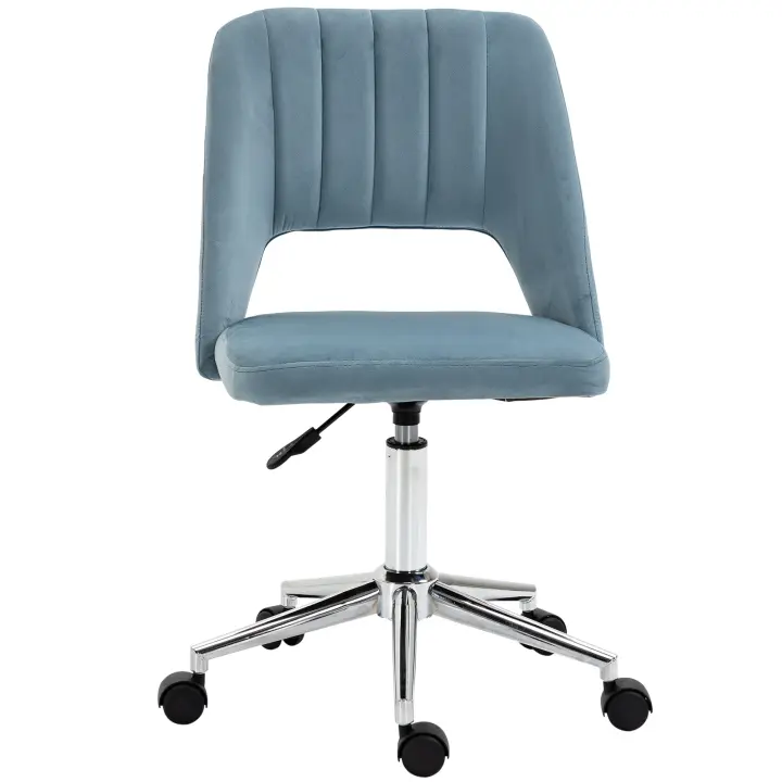 Vinsetto silla de oficina silla giratoria silla de escritorio regulable en altura giratoria 360° forma de vieira con diseño de línea de costura espuma de poliéster aterciopelado 49 x 60 x 79-91 cm - 1