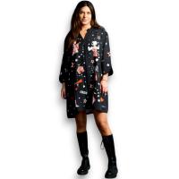Vestido Reina de la Pista de Anabel Lee. Corte oversize, escote de pico, cuello mao, manga francesa, estampado circo. - details 0