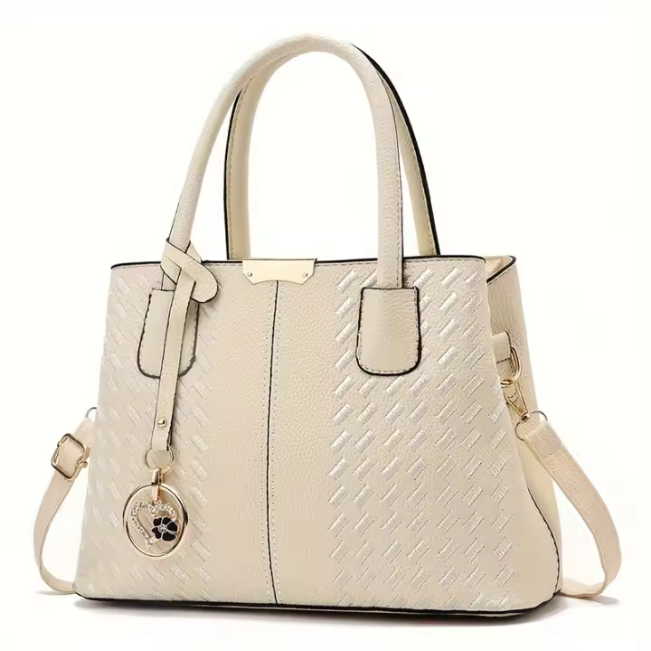 Bolso De Hombre Para Mujer Estilo Europeo Y Americano Con Patrón De Lichi Bordados Moda Bolso De Mano Diagonal Material PU Con Cierres De Cremallera - 1
