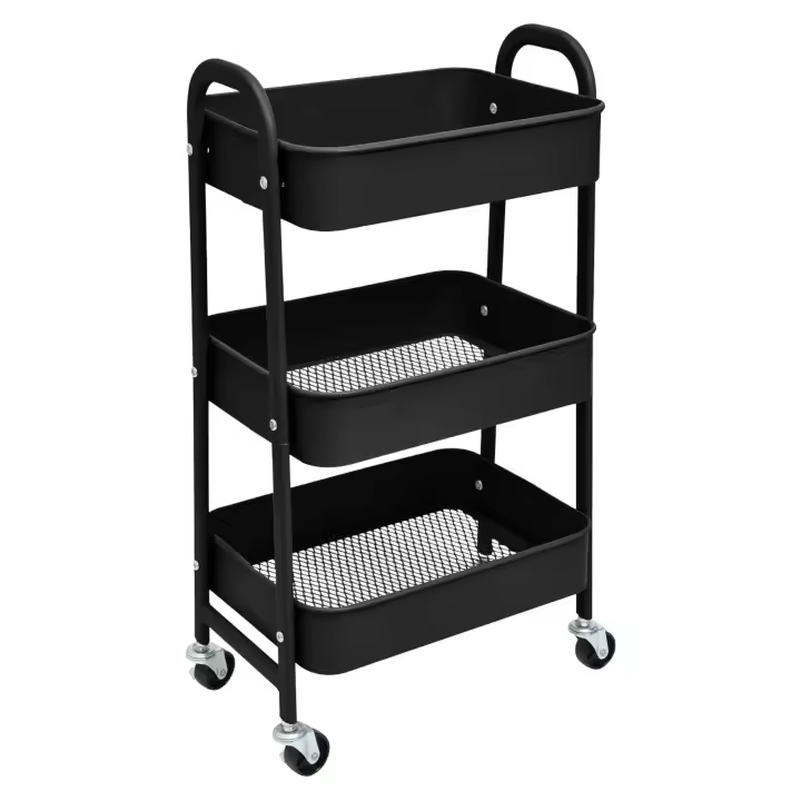 Carrito Metalico with Rueda 3 Leveles Carro Rodante Carro Organizador para Dormitorio Baño Oficina Carro de Almacenamiento Carrito Auxiliar with Rueda, carrito de Cocina or Multipurpose de Tres nivel with Rueda (FRUTA-002 1690 2090) - 1
