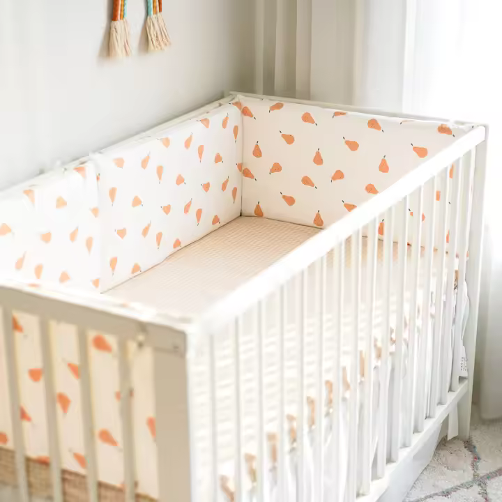 LALA - Forro de Algodón Puro para Cuna de Bebe, juego de Cama para niños, Gongsatin, Pequeños Pera, 60x30x3, extraible y lavable. - 1