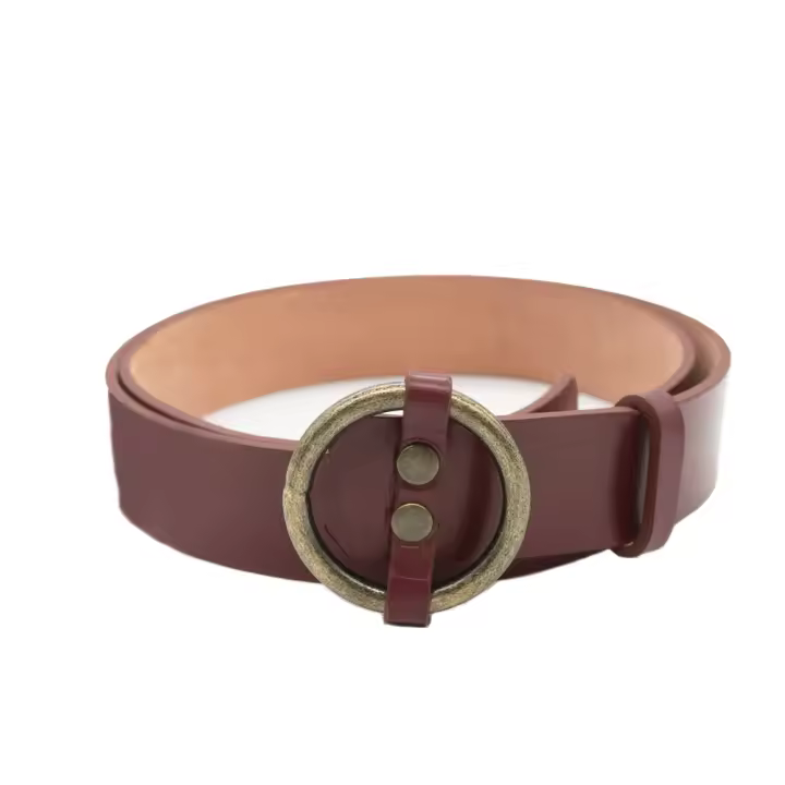 LADRAN GAUCHO - Cinturón para Hombre y Mujer de Cuero PREMIUM CEREZA HEBILLA REDONDA Exclusivo Hecho a Mano de Alta Calidad y Durabilidad - 1