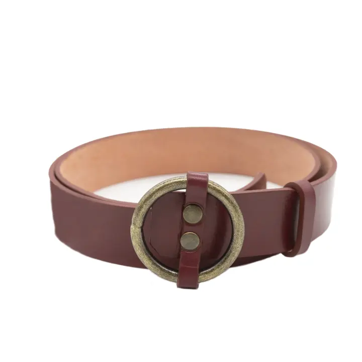 LADRAN GAUCHO - Cinturón para Hombre y Mujer de Cuero PREMIUM CEREZA HEBILLA REDONDA Exclusivo Hecho a Mano de Alta Calidad y Durabilidad - 1
