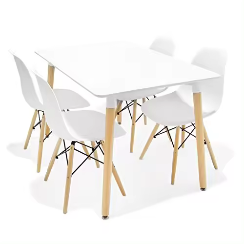 Conjunto de mesa y 4 sillas de estilo nórdico (120x80x75) - 1