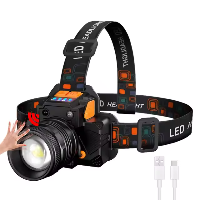 Linterna Frontal LED De Alta Potencia 50W Con Recarga USB Y Zoom Rotativo Batería Integrada Para Camping Pesca Y Excursiones - 1